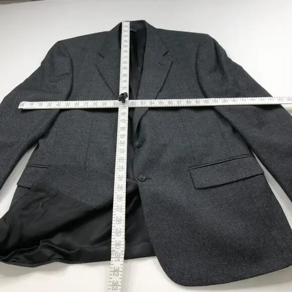Brooks Brothers 346 Wool 44R Button Sport Coat Jacket Herringbone Blue Gray